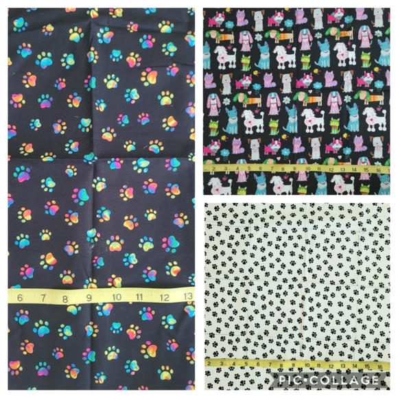 Fat Quarters Puppies Puppy Dogsvand Misc Fabric Cotton Paw Prints - Picture 2 of 11
